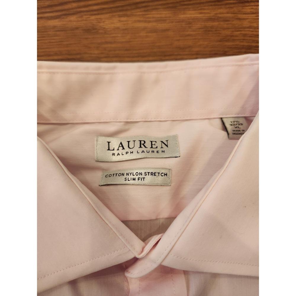 Lauren Ralph Lauren Mens Pink Slim Fit Stretch Dress Shirt 17.5 32/33 XL - Picture 2 of 7